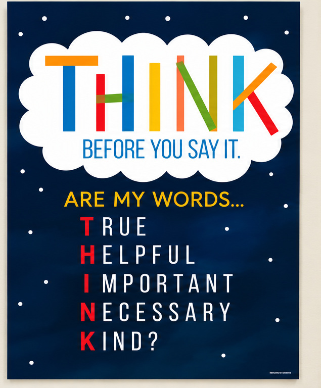 THINK before you say it poster: true, helpful, important, necessary, kind