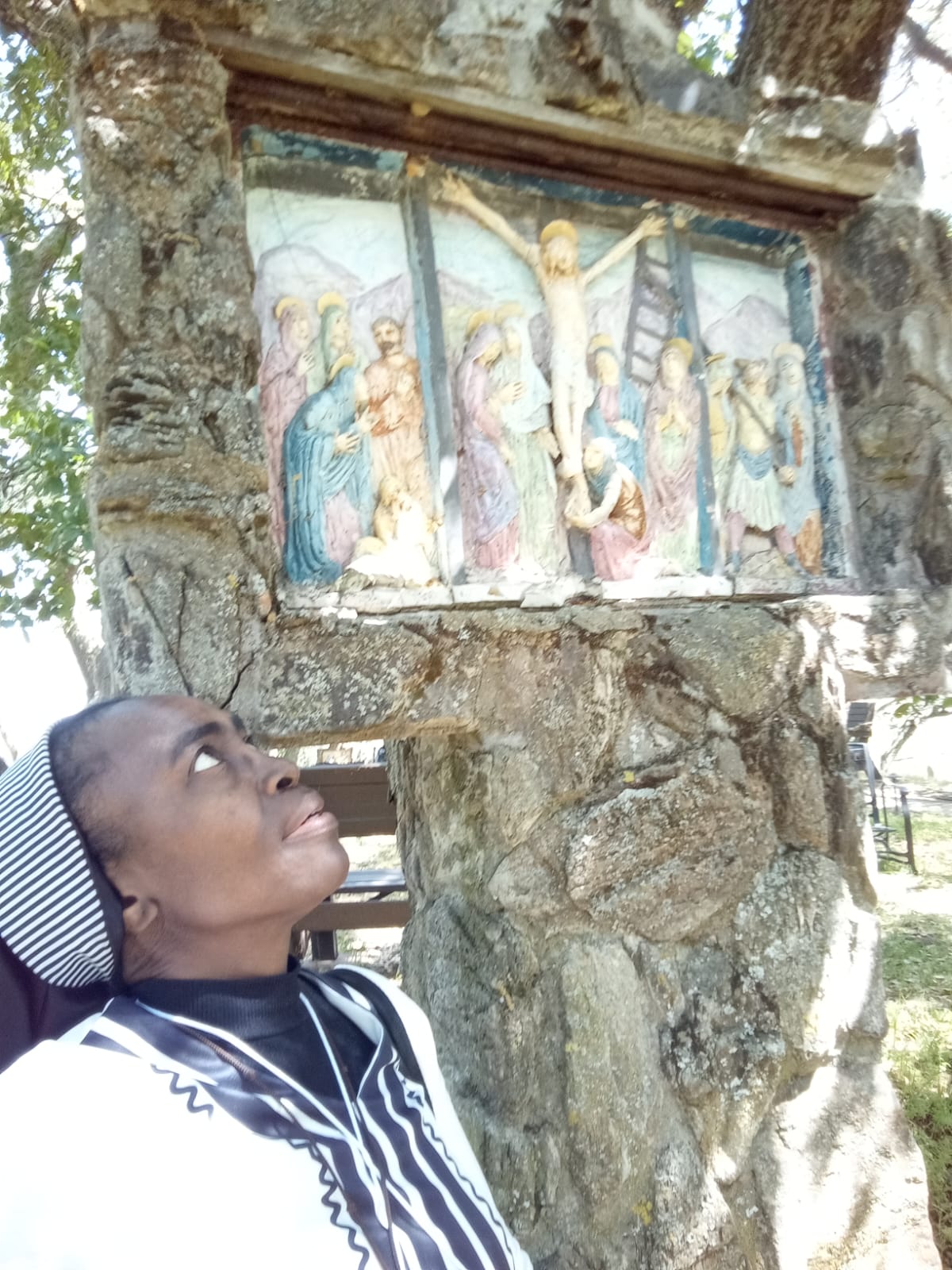Sister Felicia contemplating the Twelfth Station of the Cross during Good Friday